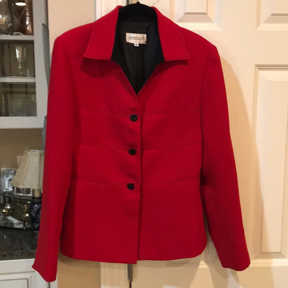 Jacket- red with bk sticking -